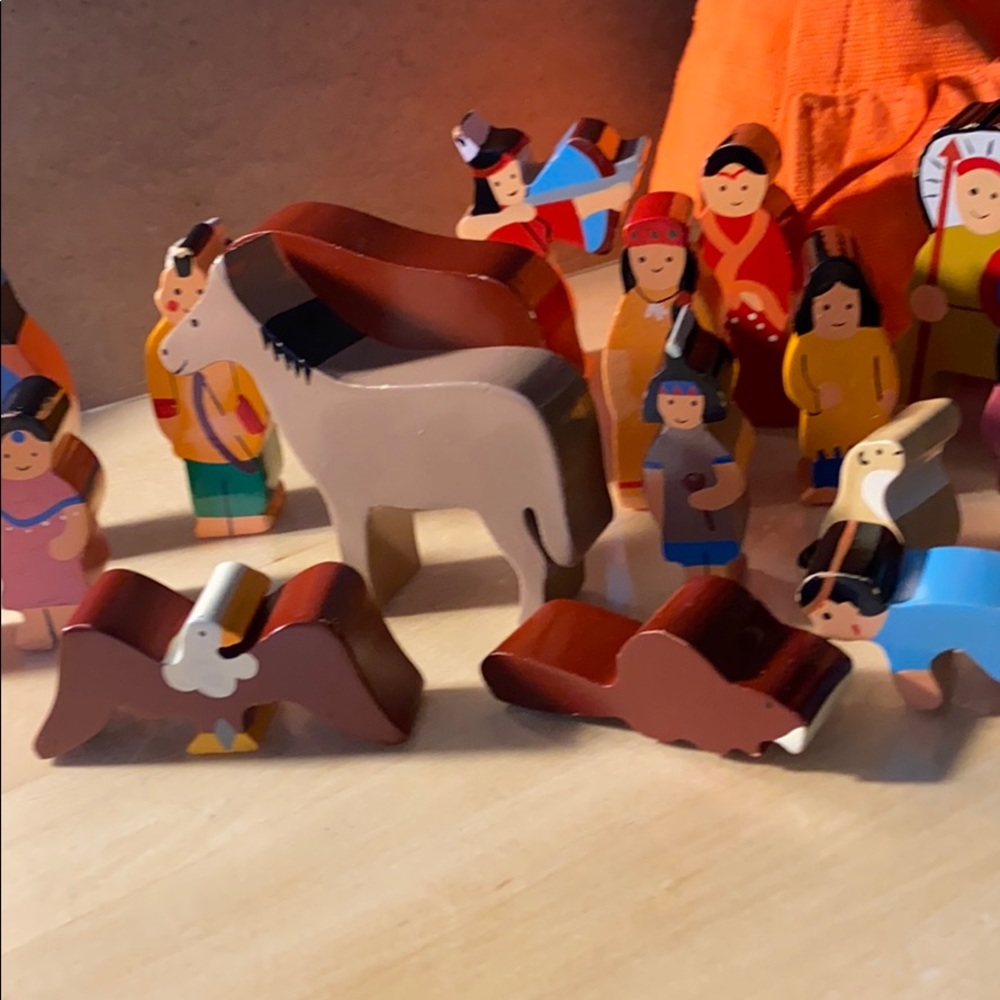 Native American Indian Wooden Playset